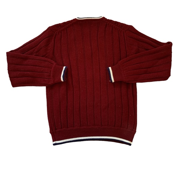 VTG Varsity cableknit sweater Carlo Rossi large medium small v-neck - Picture 4 of 6